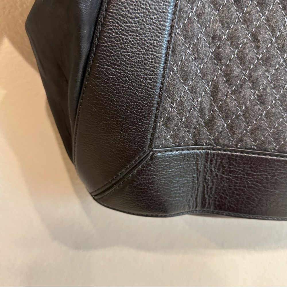Pour La Victoire | extra large black quilted wool and leather trapeze bag tote - Picture 11 of 11